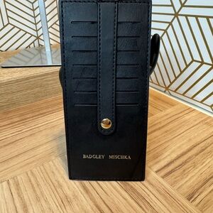 Badgley Mischka Black Leather Simple Card Holder